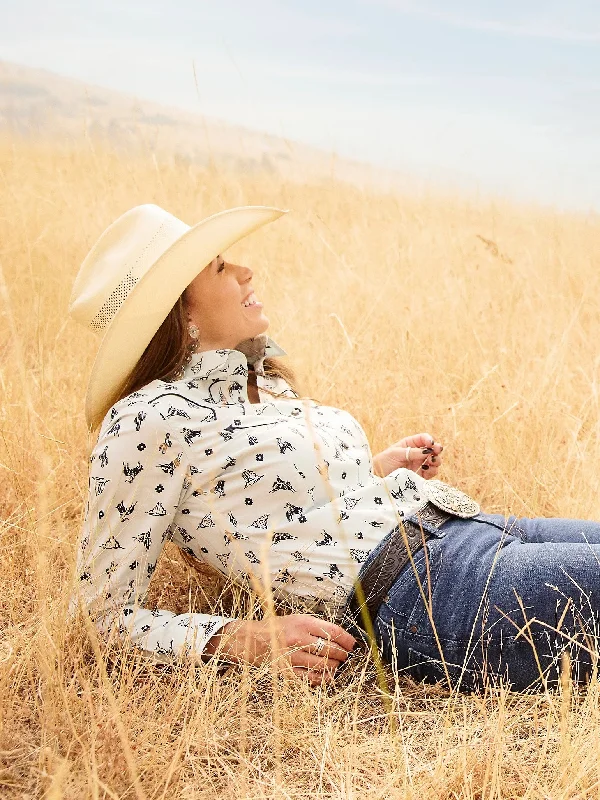 WOMEN'S WRANGLER RETRO COWGIRL CACTUS WESTERN SNAP SHIRT IN BLUE PRINT*FREE SHIPPING* FREE GIFT* Cozy Printed Short Shirt