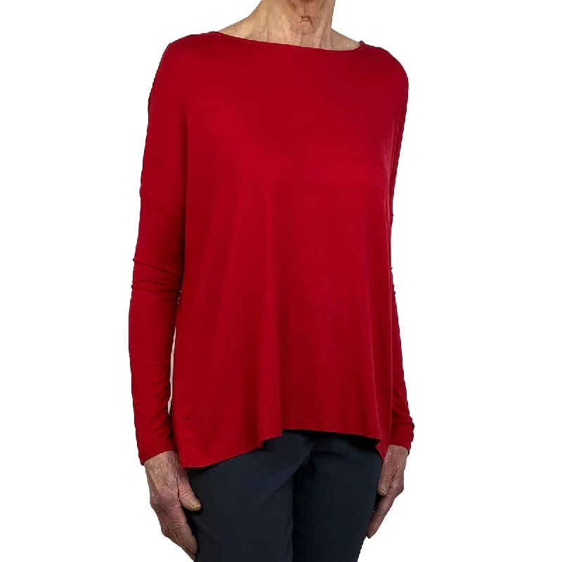 EXTRAFINE L/S BOATNECK T-SHIRT Notch Collar Peter Pan Collar Cowl Neck