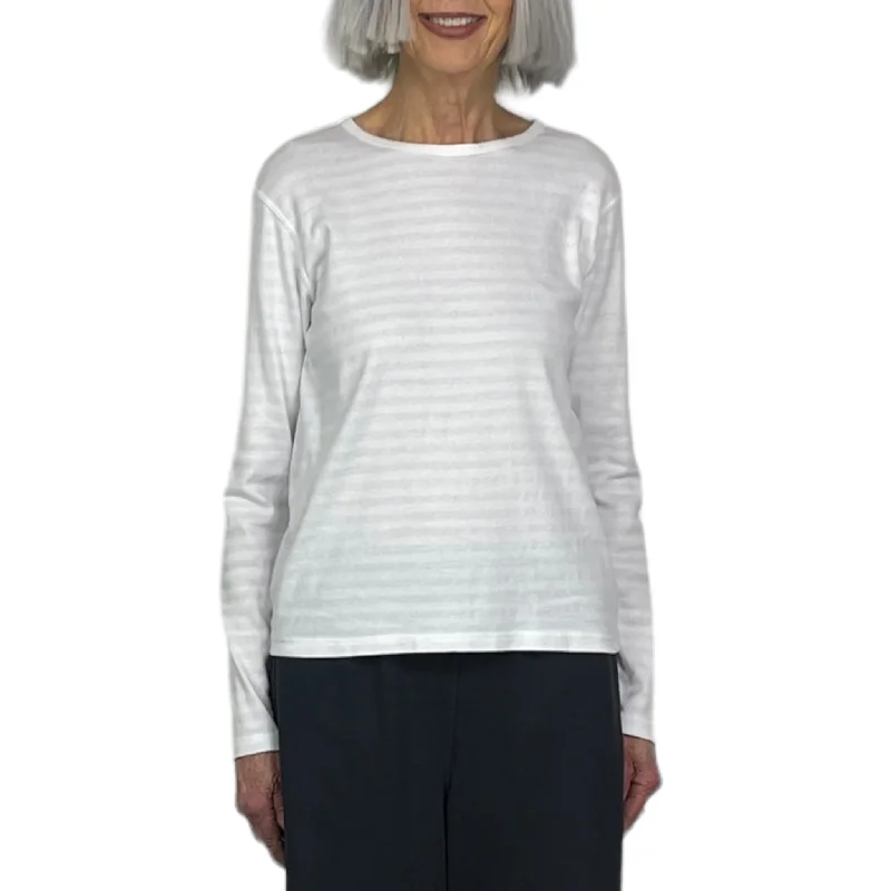 INVISIBLE STRIPE AGNES TEE Iron Safe Non-Iron Wrinkle Free