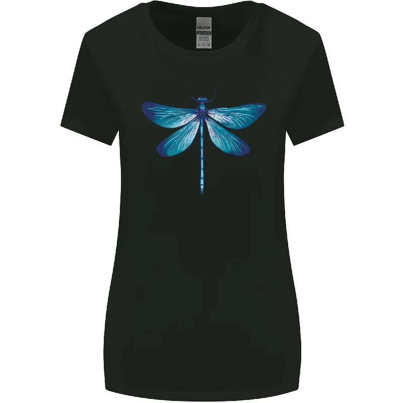 A Blue Dragonfly Womens Wider Cut T-Shirt V-Neck T-Shirt Long Sleeve Cotton