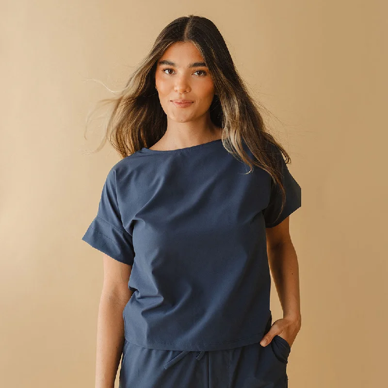 Boss Tee, Indigo Spandex Blend Rayon Blend Denim Blend