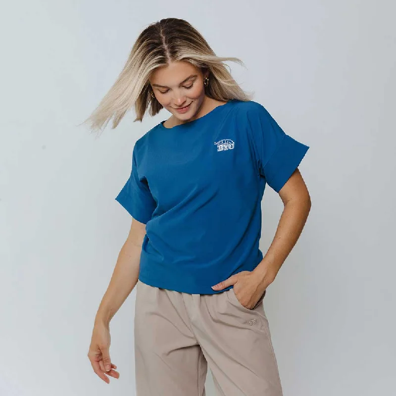 BYU Boss Tee, Royal Blue Welt Pockets Slit Pockets Flap Pockets