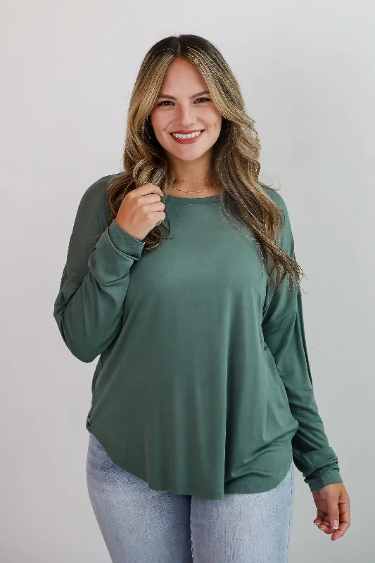 Callie Everyday Long Sleeve Tee - DU DEAL V-Neck T-Shirt Long Sleeve Cotton