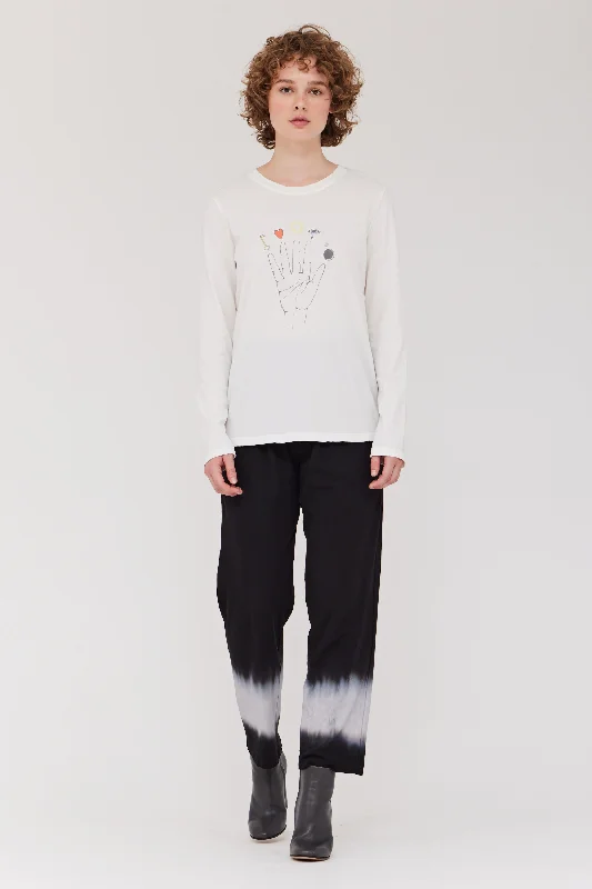 Dirty White Cosmic Hand Tilda Tee Layered Multi-layer Single Layer