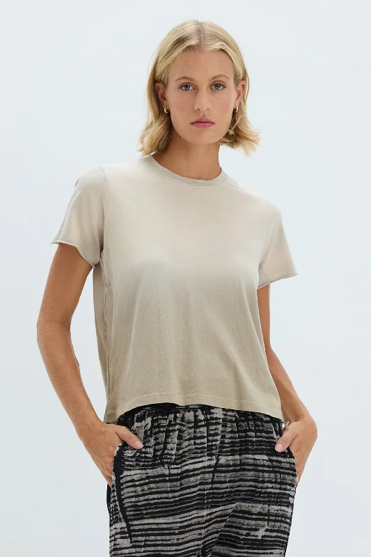 Faded Sand Liana Tee Houndstooth Herringbone Solid