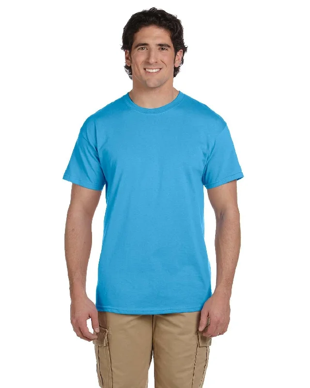 Fruit of the Loom 100% Cotton T-Shirt | Aquatic Blue Zippered Buttoned Snapped