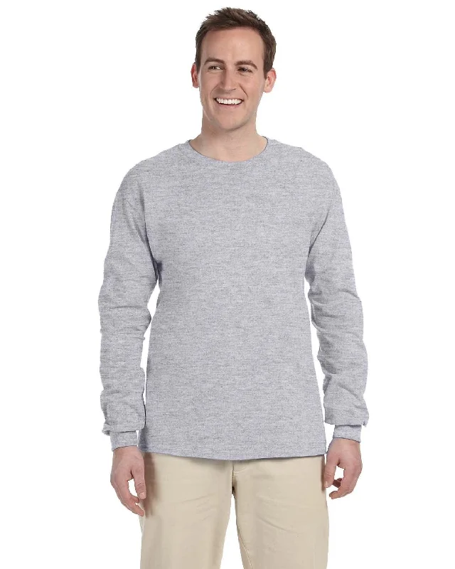 Fruit of the Loom Lightweight Long Sleeve T-Shirt | Athletic Heather Hooded Caped Shawl Collar