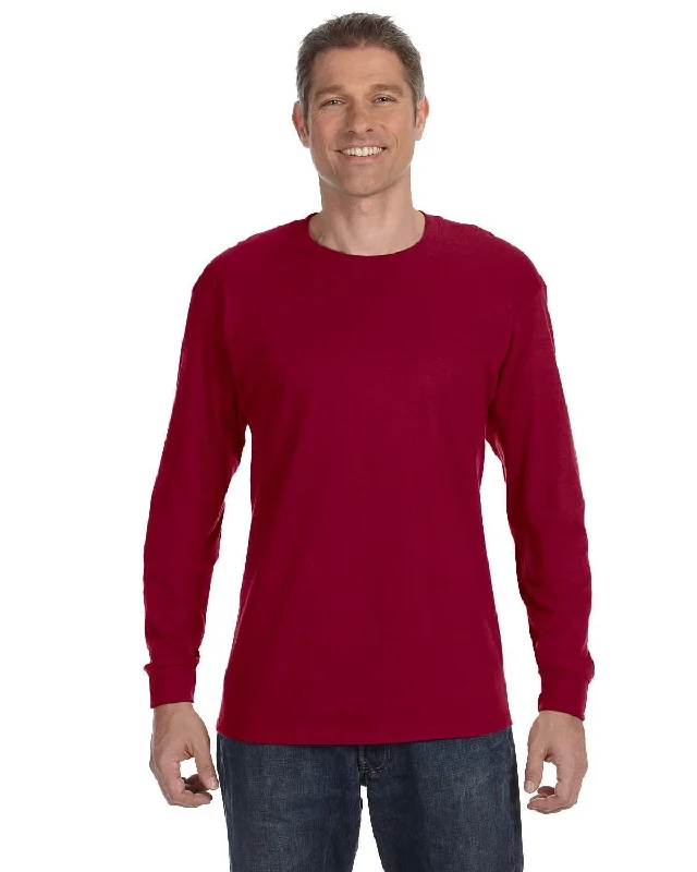 Gildan Heavy Cotton Long Sleeve T-Shirt | Cardinal Red Ribbed T-Shirt High Neck Heavyweight