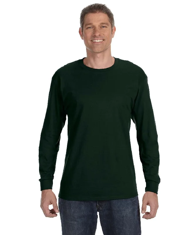 Gildan Heavy Cotton Long Sleeve T-Shirt | Forest Green Cotton Fabric Linen Fabric Terry Fabric