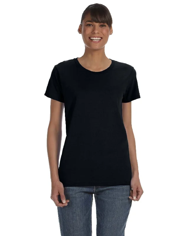 Gildan Ladies Lightweight 100% Cotton T-Shirt | Black Print Jacquard Patchwork