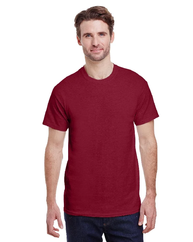 Gildan Ultra Cotton Heavyweight T-Shirt | Antiq Cherry Red Fitted T-Shirt Seamless Stretchy