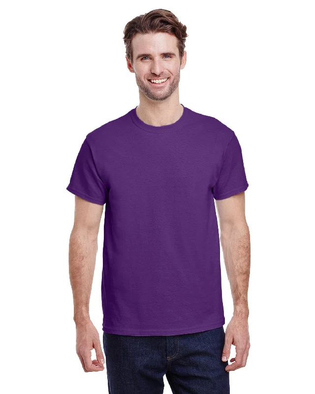 Gildan Ultra Cotton Heavyweight T-Shirt | Purple Solid Color Striped Floral