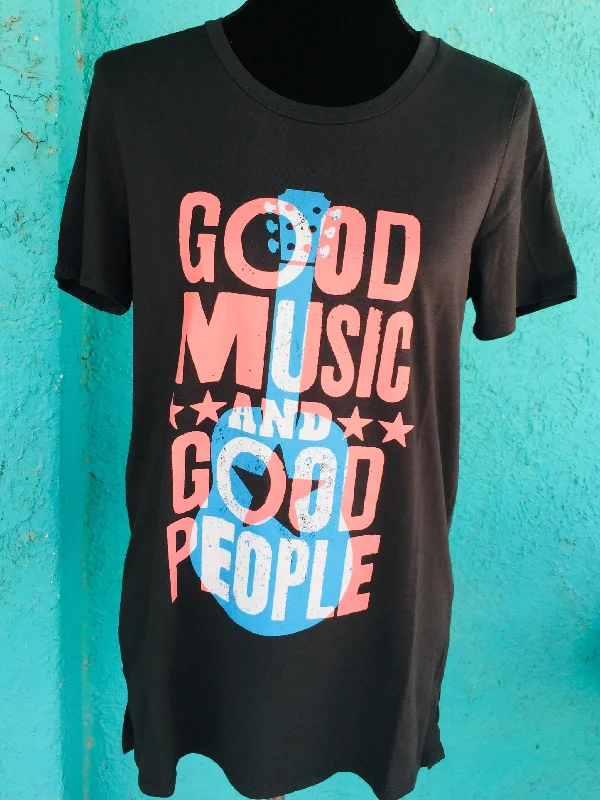 Good Music And Good People T-Shirt Striped Floral Plaid