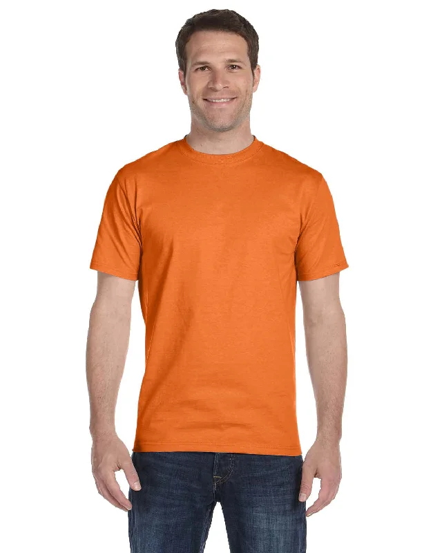 Hanes ComfortSoft 100% Cotton T-Shirt | Safety Orange Asymmetrical Pockets Print