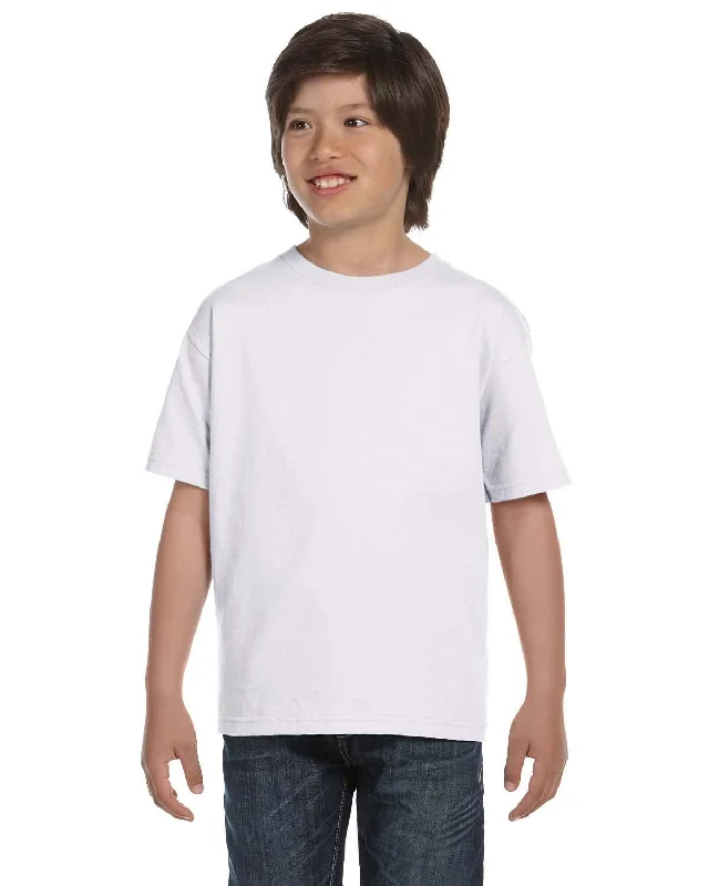 Hanes Youth ComfortSoft T-Shirt | White Print Jacquard Patchwork