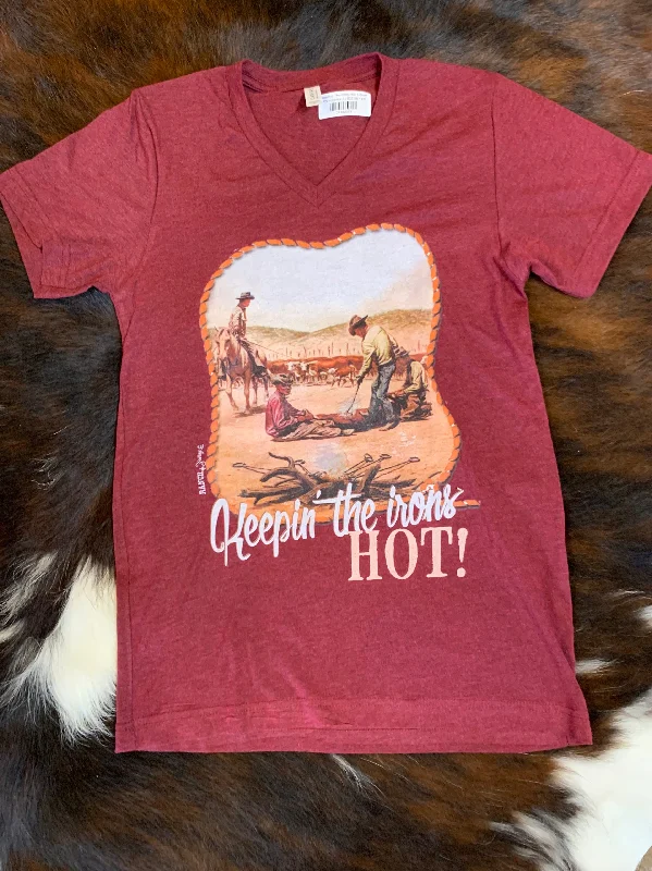 Keeping The Irons Hot T-Shirt Beaded Sequined Faux Fur