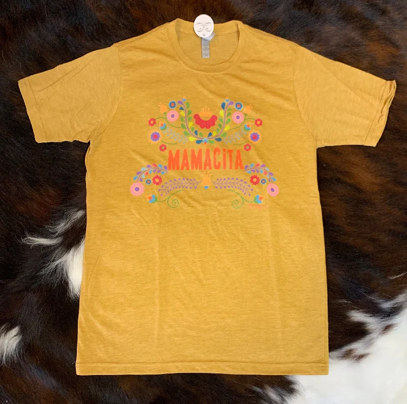 Mamacita Mustard T-Shirt Fleece Fabric Down Fabric Feather Fabric