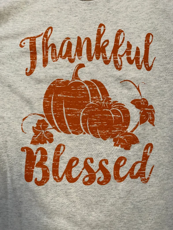 Oatmeal Thankful/Blessed Pumpkin T-Shirt Terry Blend Velvet Blend Canvas Blend