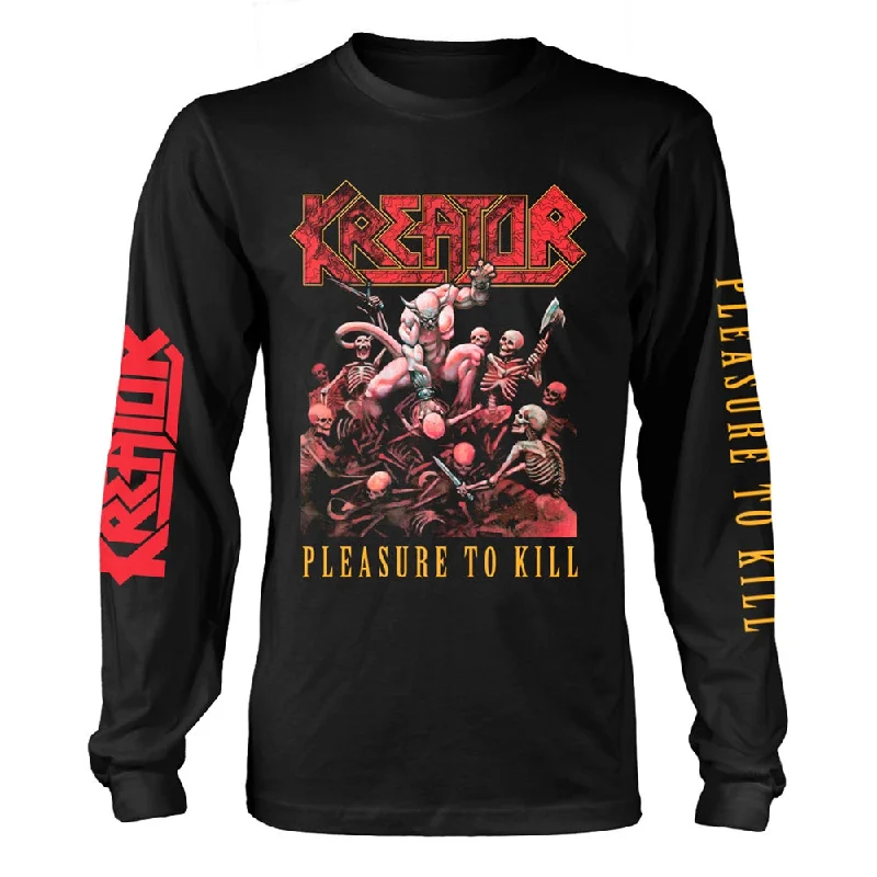 Kreator Unisex Long Sleeved T-shirt: Pleasure To Kill Seamless Knitted Crochet