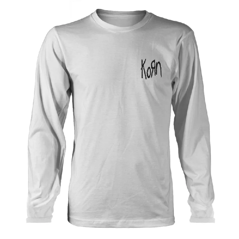 Korn Unisex Long Sleeved T-shirt: Logo Pocket (back print) Satin Blend Silk Blend Wool Blend