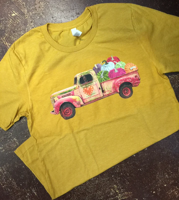 Pumpkin Truck T-Shirt Anti-Pilling Machine Wash Handmade