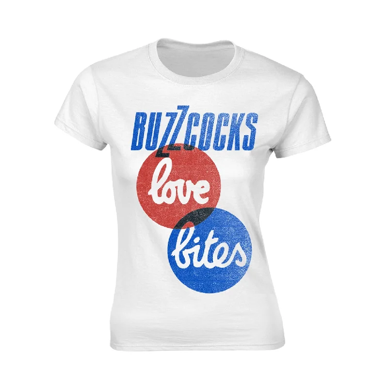 Buzzcocks Ladies T-shirt: Love Bites Zippered Front Buttoned Front Snap Front