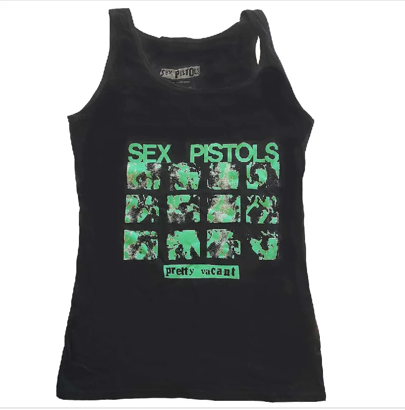 The Sex Pistols Ladies Vest T-Shirt: Pretty Vacant Plaid T-Shirt Polka Dot Checkered