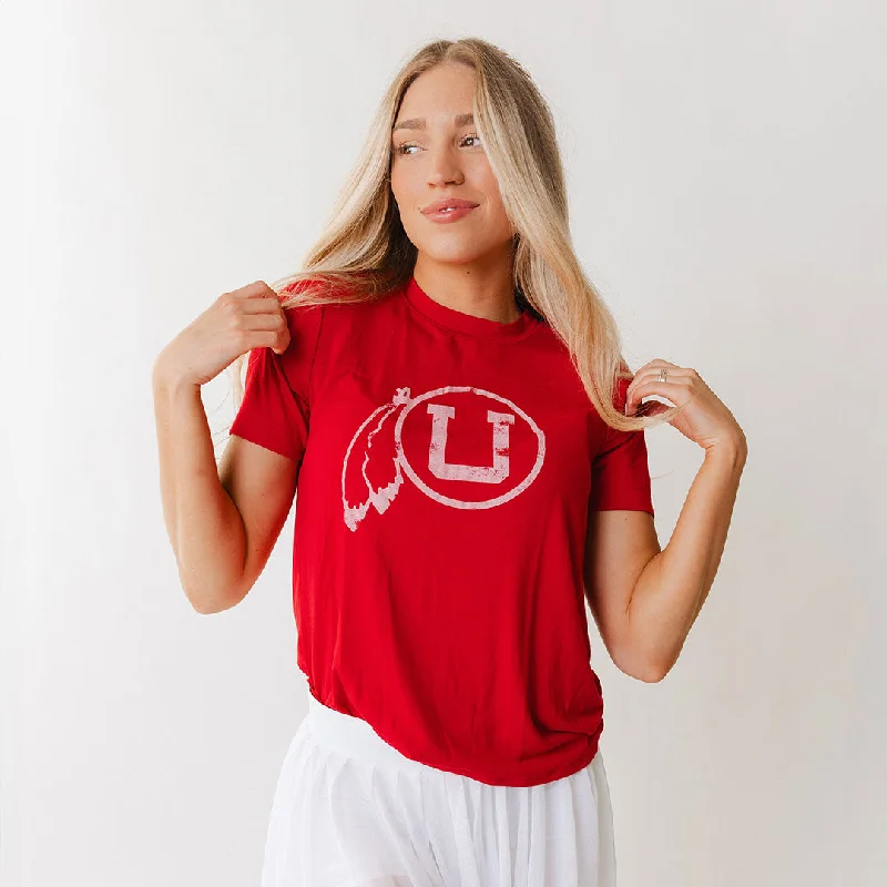 Utah Boyfriend Tee, Crimson Feather Cashmere Blend Cotton Blend Poly Blend