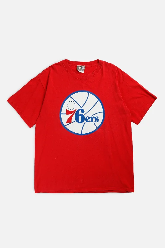 Vintage Philadelphia 76ers NBA Tee - XL Chenille Brocade Lace