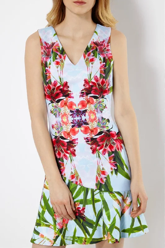 Floral Print Mini Dress Comfortable Linen Mini Dress