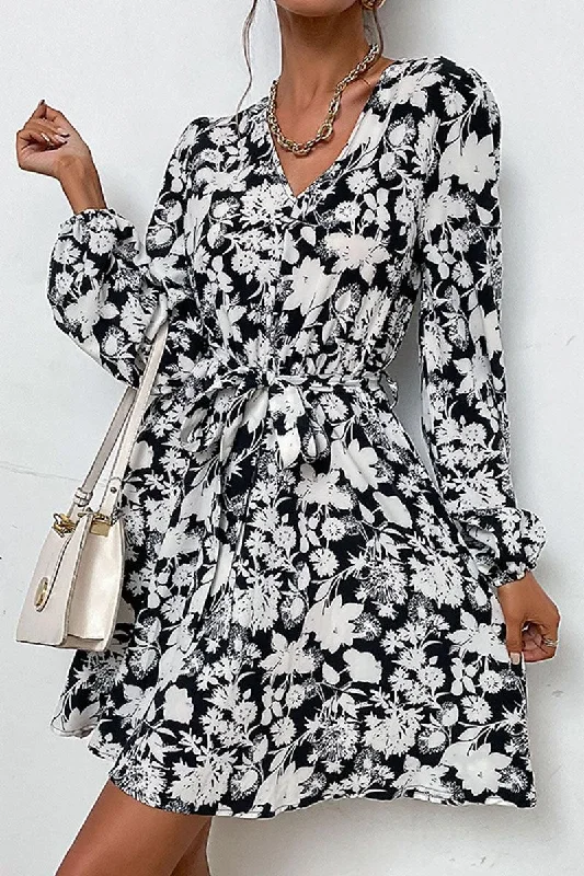 FLORAL PRINTING DRAWSTRING WAIST MIDI DRESS Chic Off-Shoulder Midi Dress