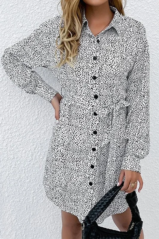 ANIMAL PATTERN BUTTON DOWN MIDI DRESS Trendy Boho Midi Dress