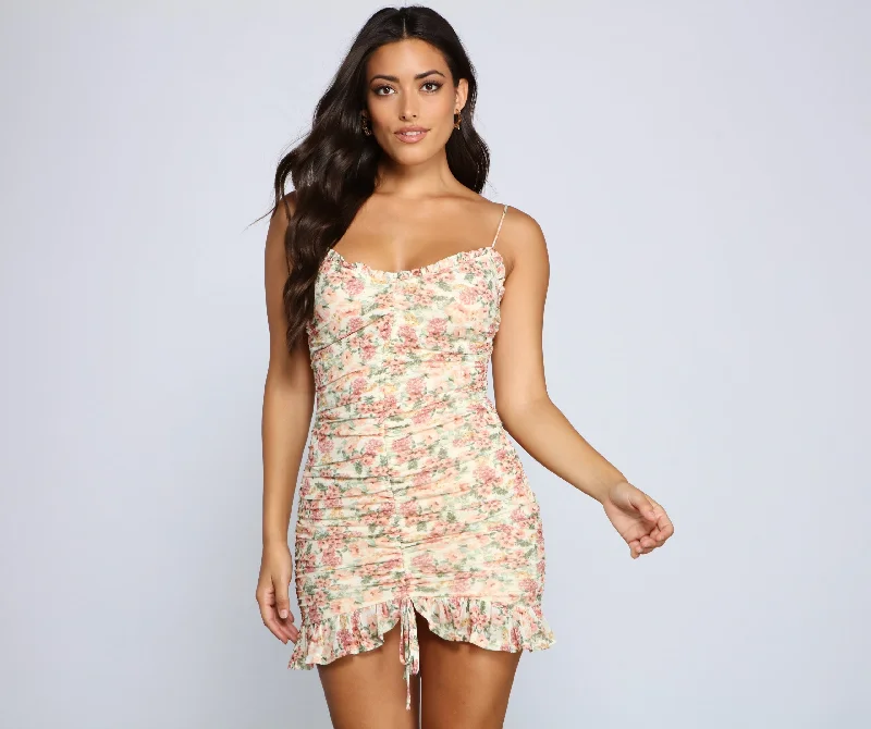 Dreamy And Chic Floral Mini Dress Comfortable One-Shoulder Mini Dress