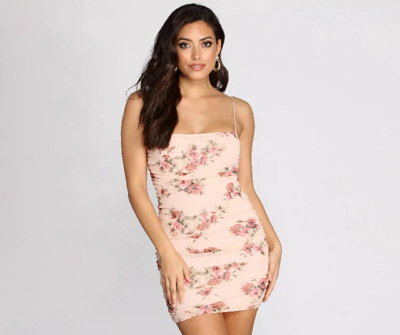 Fawning Over Florals Mini Dress Elegant Mini Dress with Ruffles