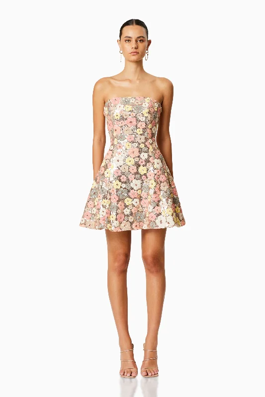 Forsythia Strapless Mini Dress In Multi Stylish Short-Sleeve Mini Dress