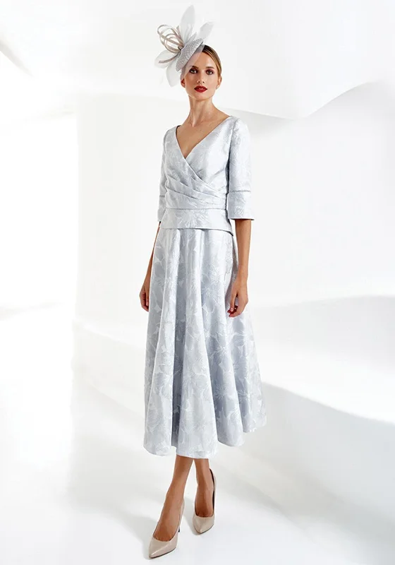 Gabriela Sanchez Shimmer Floral Print A-Line Midi Dress, Silver Cozy Spaghetti Strap Midi Dress