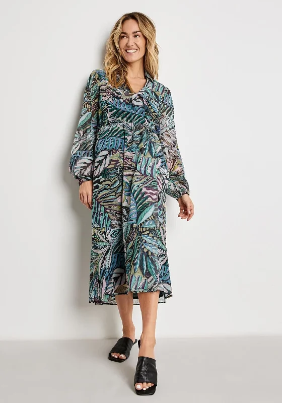 Gerry Weber Tropical Leaf Print Wrap Midi Dress, Multi Stylish Halter Neck Midi Dress