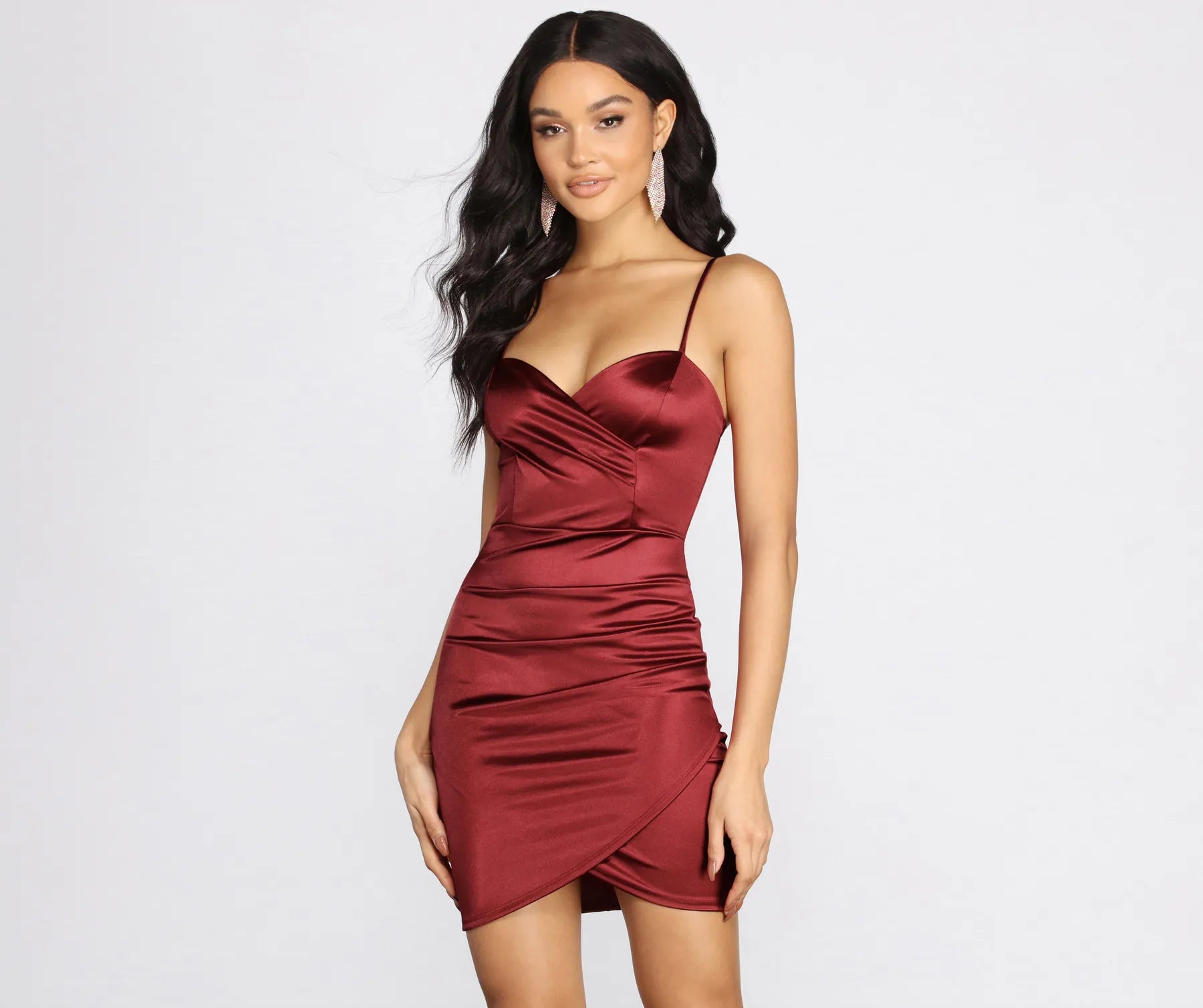 Glossy Satin Mini Dress Cozy Ribbed Mini Dress