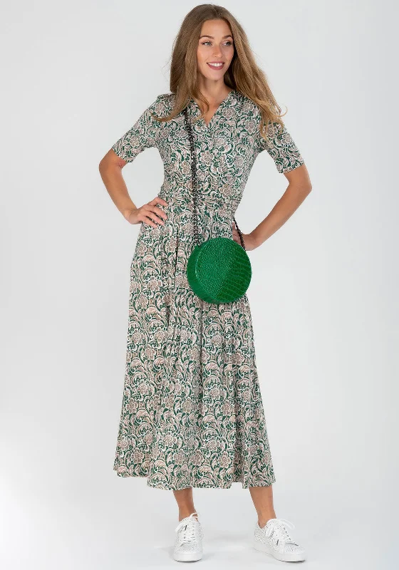 Jolie Moi Vintage Print Midi Dress, Green Multi Cozy Tie-Dye Midi Dress