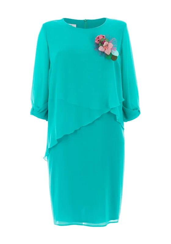 Jomhoy Pilar Chiffon Midi Dress, Jade Green Chic Lace Detail Midi Dress