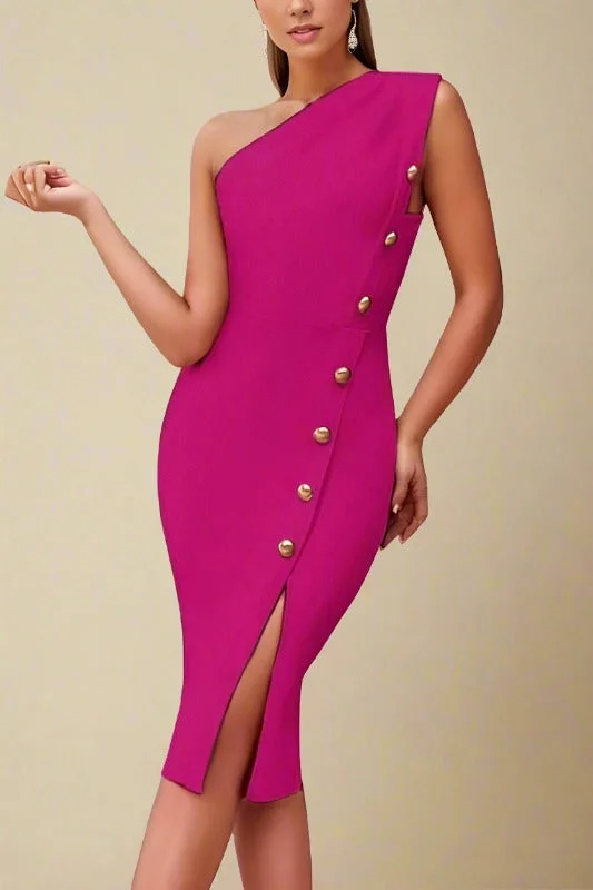 Mel Bodycon Midi Dress - Magenta Pink Comfortable Stretch Midi Dress