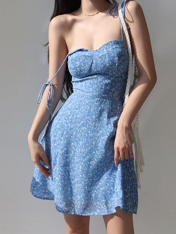 Tie Strap Floral Mini Dress Classic Floral Mini Dress