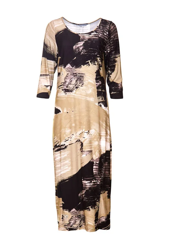 Naya Graphic Print Jersey Midi Dress, Green & Black Trendy Off-Shoulder Button Midi Dress