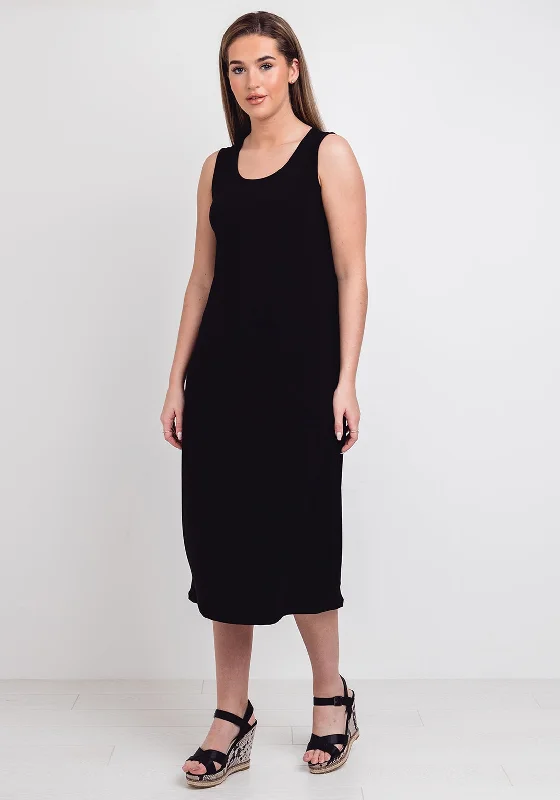 Naya Sleeveless Jersey Midi Dress, Black Chic Bohemian Midi Dress