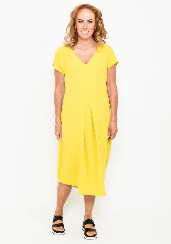 One Life Natalie V Neck Midi Dress, Lime Comfortable Draped Midi Dress