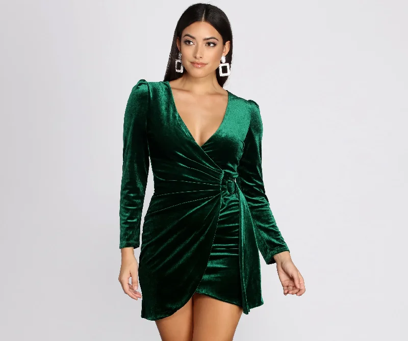 Put A Ring On It Velvet Mini Dress Comfortable One-Shoulder Mini Dress