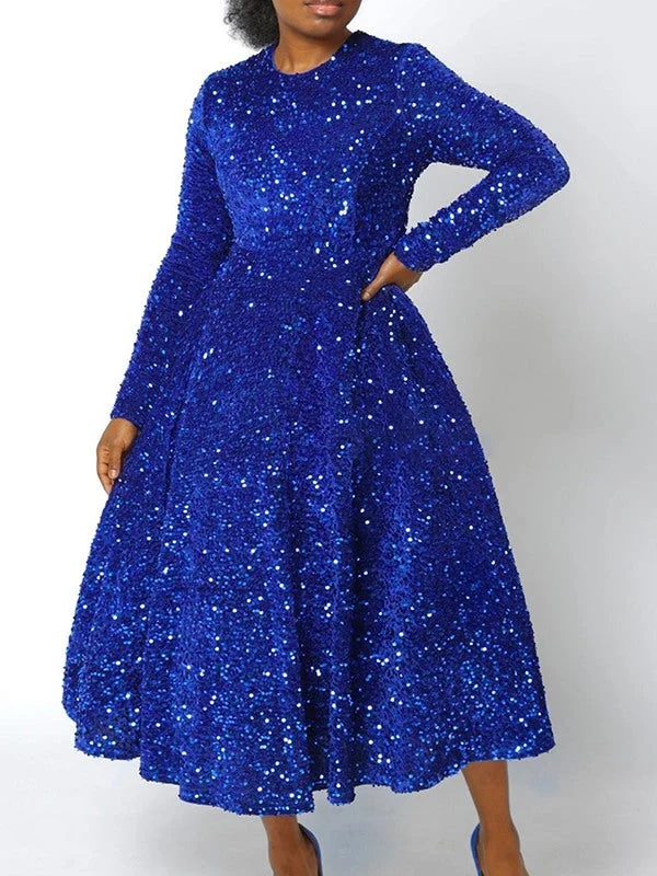 Sequin Midi Dress Elegant V-Neck Midi Dress