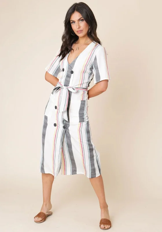 Seventy1 Multi Stripe Button Midi Dress, Multi Chic Lace Detail Midi Dress