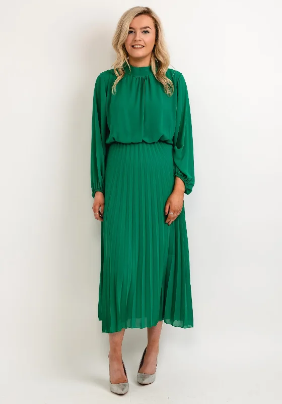 Seventy1 One Size Blouson Waist Midi Dress, Green Stylish Button-Down Midi Dress