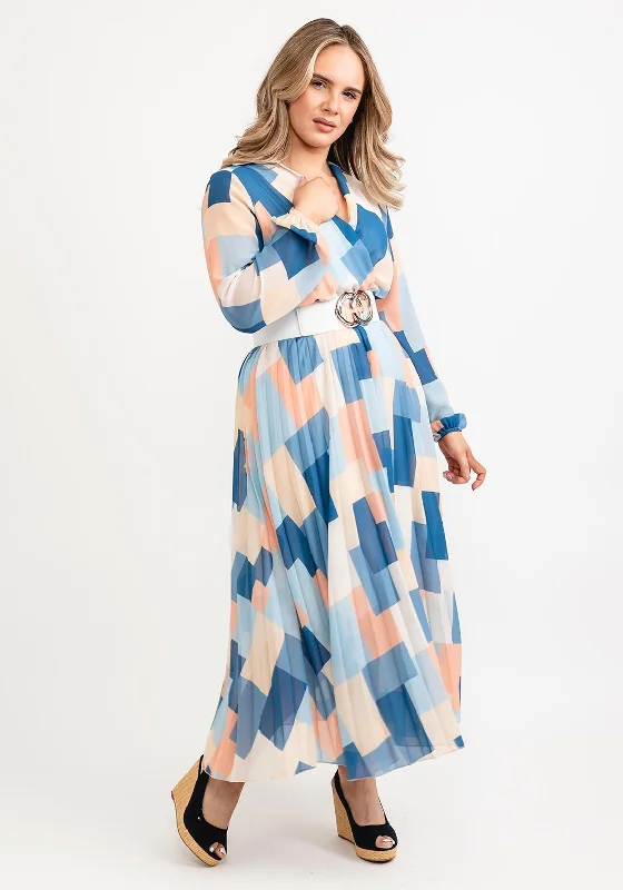 Seventy1 One Size Pastel Print Midi Dress, Blue Multi Fashionable Off-Shoulder Dress Midi